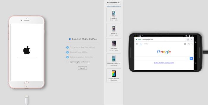 affichage smartphone BrowserStack