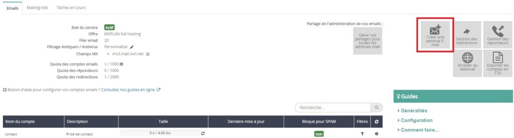 création mail PrestaShop