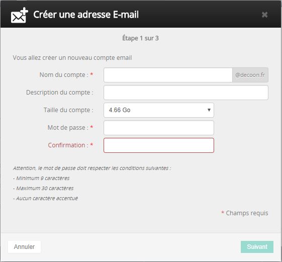 création adresse mail PrestaShop