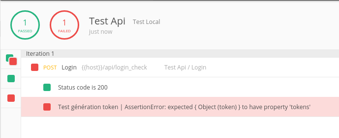 tests échoués postman 