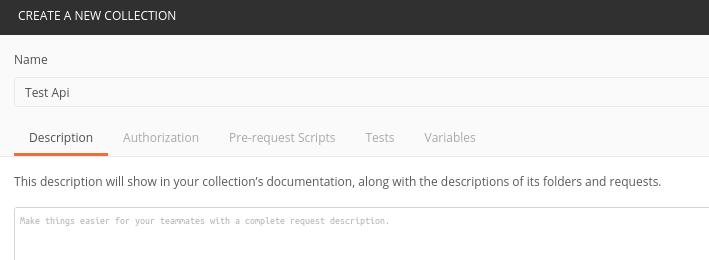 créer environnement postman 