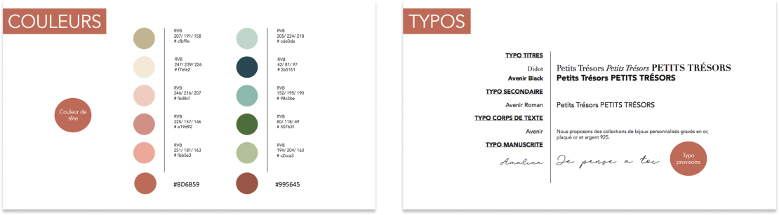 Charte graphique Petits Trésors