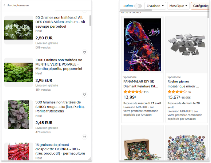 page catégorie : grille vs liste