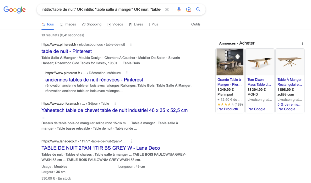 commande google intitle 